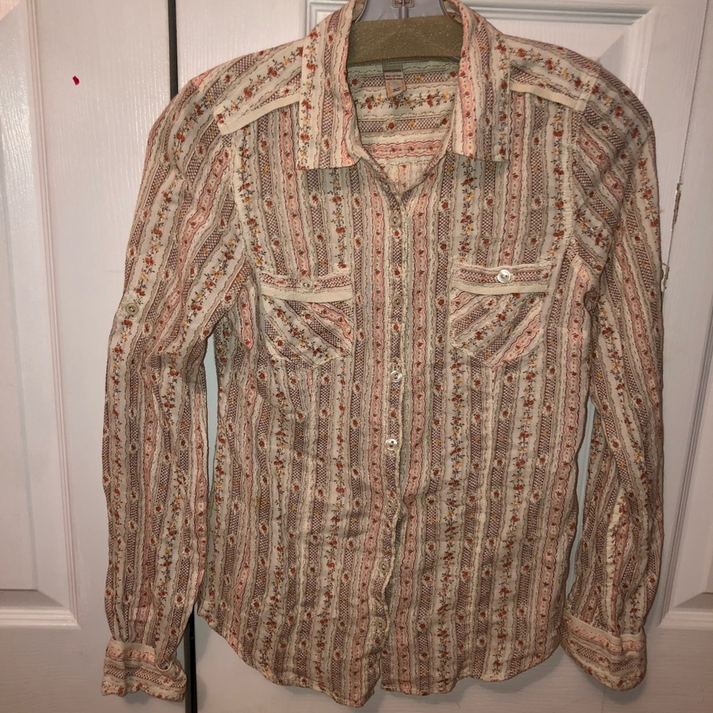 Bohemian cotton button-down shirt